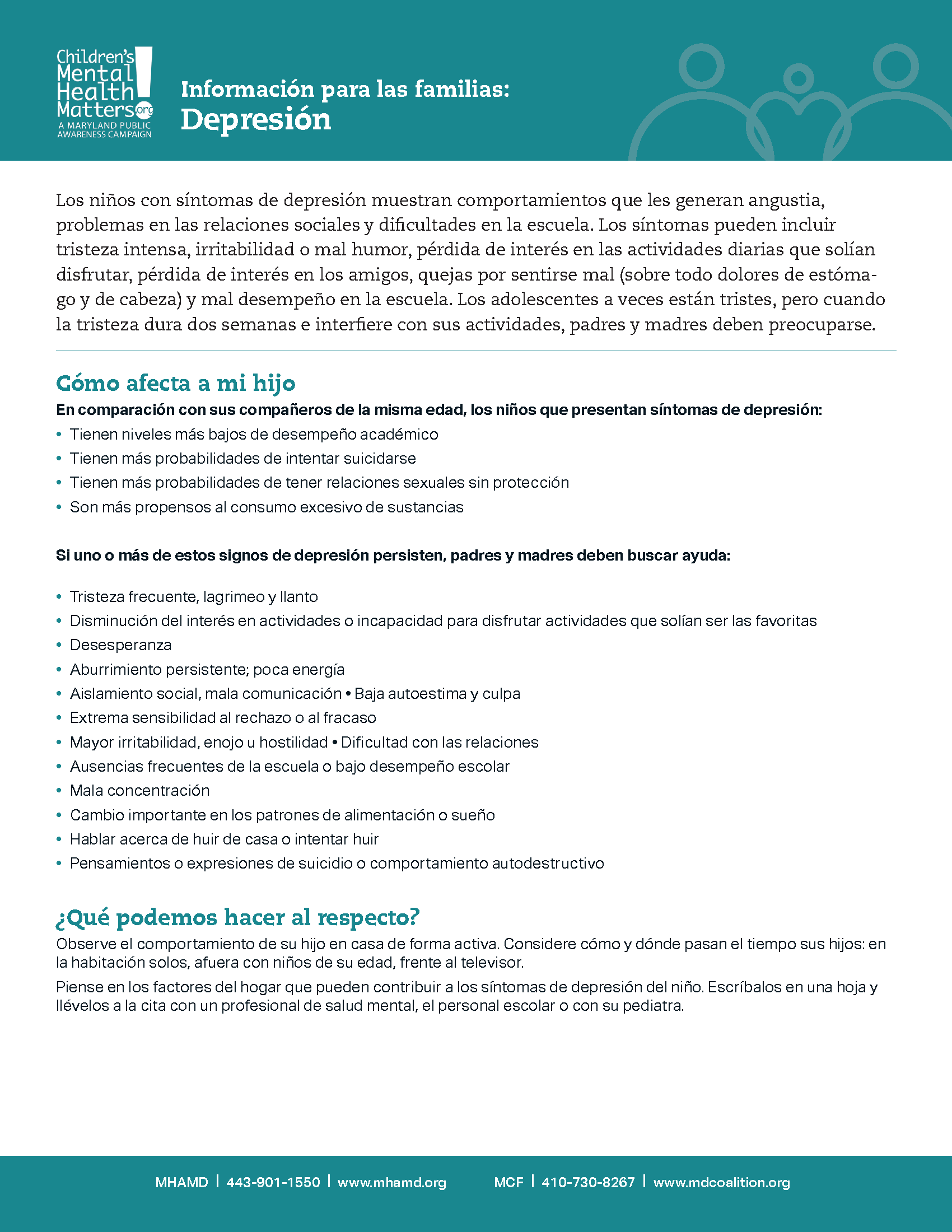 Depresión (Depression) - Children's Mental Health Matters